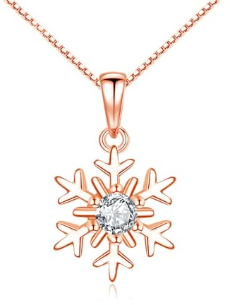 Loutade Silber Weihnachten Schmuck Set, 925 Sterling Silber Schneeflocke Halskette & Ohrstecker Set, Silber Schneeflocke Weihnachts Schmuckset, Silber Weihnachtsschmuck für Damen Mädchen zum Winter