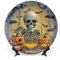 Assiette décorative en porcelaine anglaise de 20,3 cm - Assiettes rondes en porcelaine pour Halloween, motif tête de mort - Avec support de présentation - Assiettes rondes en porcelaine pour maison,