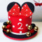 Mouse Cake Topper Red Bow Ears Cake Decorations for Girl Birthday Baby Shower Party Supplies