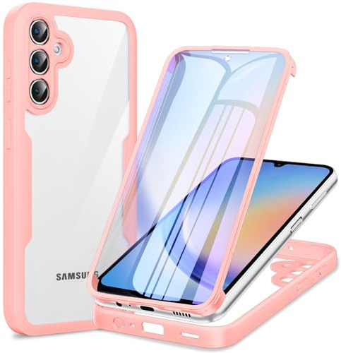 Phoona Cover per Samsung Galaxy A34 5G con Pellicola Protettiva Trasparente, Antiurto Silicone Custodia 360 Gradi Full Body Protezione, AntiGraffio Robusta Cover per Samsung A34, Rosa