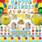 Kinder Tischdeko Geburtstag Set, 170 Kindergeburtstags Partyzubehör, Kindergeburtstag Deko mit Happy Birthday Banner, Luftballons, Tischdecke, Servietten, Teller