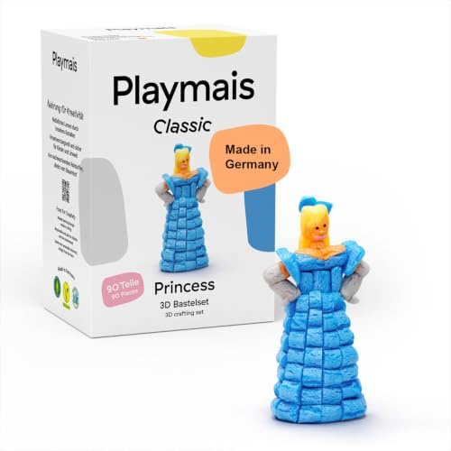 Playmais Classic Princess | 90 Teile | Bastelset | natürliches Spielzeug | inkl. Schwämmchen | vegan, verantwortungsvoll & sicher für Kinder & Umwelt | ab 3 Jahren