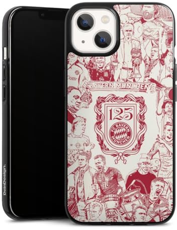 Silikon Hülle kompatibel mit Apple iPhone 13 Case schwarz Handyhülle FCB 125 Jahre FC Bayern München Offizielles Lizenzprodukt