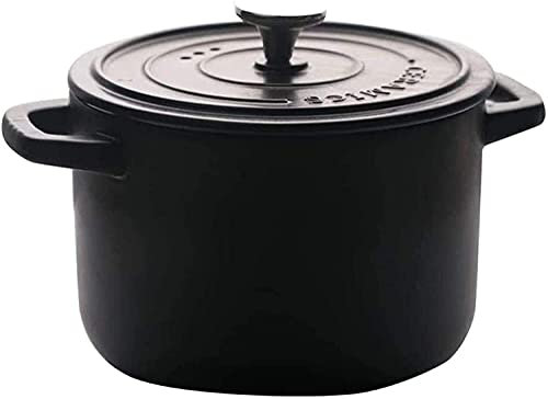 Cazuela de barro, cazuela de cerámica, cazuela con tapa, cazuela creativa grande, cazuela de cerámica for leche, olla for sopa de cocina, alta temperatura Color: olla for cocinar negra