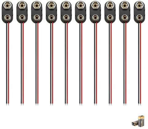 10 Stück 9v Batterie Anschluss Batteriehalter 9 Volt Batterie Anschluss Batterieclip Batterieanschluss Anschlusskabel Kunststoffaus für Spielzeugen Beleuchtungskörpern Klein Produkten (15cm,I Typ)