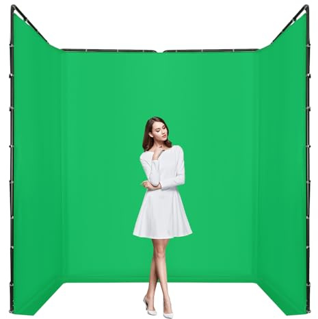 Toile de fond pliable et portable - Vert - 4 x 2,4 m - Avec support - Pour vidéoconférence, studio photo