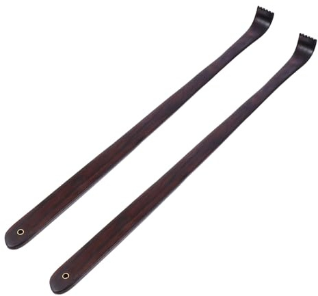 Baluue 2pcs Wooden Back Scratcher Anti-Itch Claw Portable Ebony Massager Stick for Old People Relaxation and Skin-Friendly Body Relief