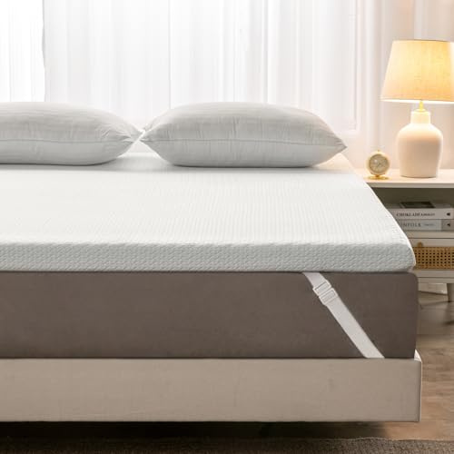 USPARK 10cm Thick Mattress Topper Double Bed with Gel-infused Memory Foam | Breathable Egg-crate, Dual Layer, Machine Washable Bamboo Fiber Cover, 4 inch Thick, for Pressure Relief, OEKO-TEX Certified