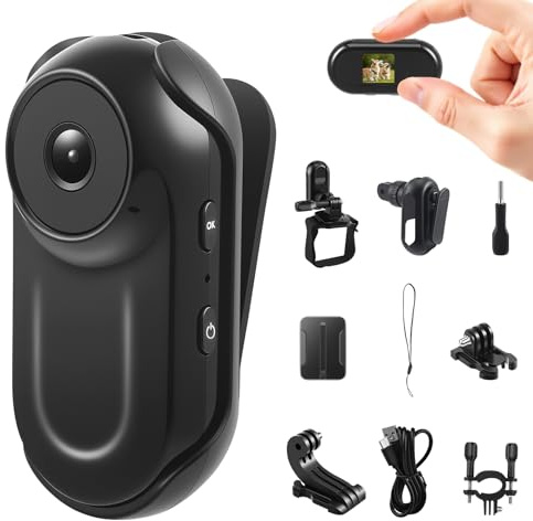 ExKeen Mini Action Cam, 1080P Tragbare Body Kamera, 130° Bodycam Körperkamera, Outdoor-Reiten Actionkameras,Helmkamera (Ohne Speicherkarte)