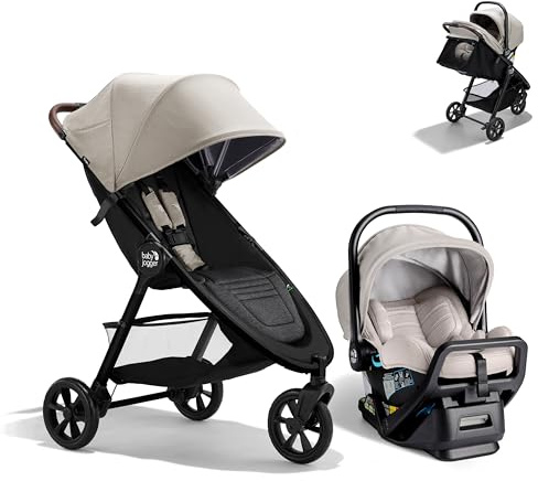Baby Jogger City mini GT3 Travel System – Car Seat Stroller Combo with All-Terrain Stroller with Forever Air Rubber Tires and All-Wheel Suspension, and City GO 2 FR-Free Infant Car Seat
