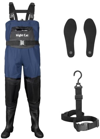 Night Cat Waders Bottes de pêche imperméables pour homme et femme, bleu foncé, 45W