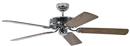 Deckenventilator ohne Beleuchtung Potkuri, Gehäuse Stahl, Wendeflügel Eiche oder Eiche mit Rattaneinlage , 132 cm, für Räume bis zu 25m²