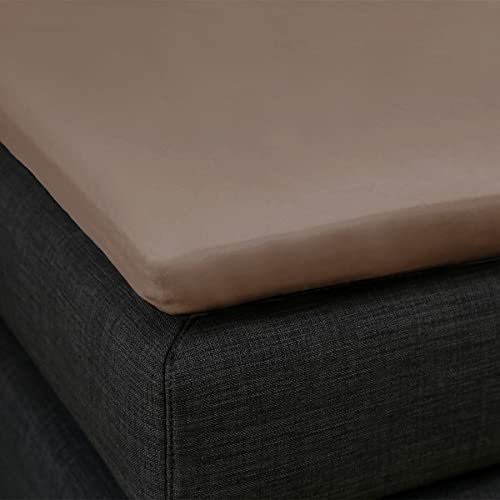 Formesse – Bella Gracia La Piccola Jersey Spannbettlaken für Topper bis 12cm Höhe - 200x190-200 cm - 97% Baumwoll-Kompaktgarn, 3% Elastan/Spannbetttuch aus Deutschland – Farbe Trüffel