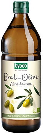 Brat-Olive Mediterran Bio-Olivenöl von Byodo – Hocherhitzbar zum Braten, Grillen & Frittieren, 2 x 0,75 l Flasche, Vegan, Mediterraner Geschmack, Vielseitig einsetzbar
