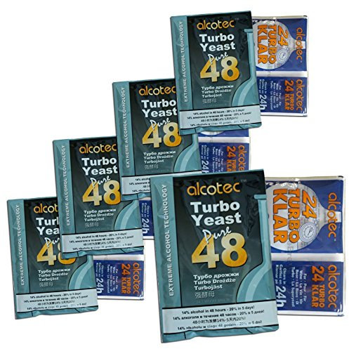 5X Alcotec 48 Dual Purpose Turbo Yeast and TurboKlar Homebrew Vodka Spirit