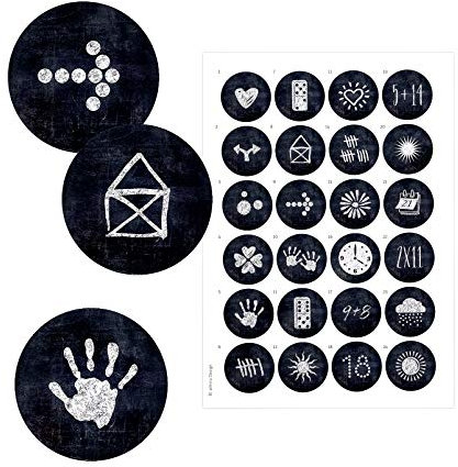 24 Adventskalenderzahlen BILDERKNIFFL Tafel, originelle Adventskalender Zahlenaufkleber, Zahlensticker, Rätsel, Männer, Advent, 40mm