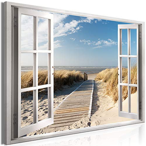 murando Wandbild Mega XXXL FensterblickEinteiliger XXL-Format Kunstdruck zur Selbstmontage Leinwandbilder moderne Bilder DIY Wanddekoration Wohnung Deko Insel Meer See Strand