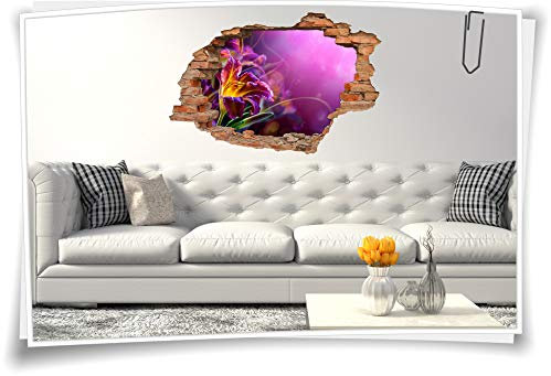 3D Wand-Aufkleber Wand-Bild Wand-Tattoo Wand-Sticker Wand-Durchbruch Gladiolen Blumen-Strauß Harmonie Glück Lebens-Freude Deko Raum-Gestaltung, 150x100cm