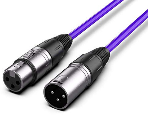 Audibax Silver Cavo XLR Maschio a XLR Femmina - Lunghezza 10 metri - Connettori OFC ad Alta Trasmissione del Segnale - Rivestito in PVC - Massimo Isolamento - Diametro 6 mm - Colore Viola