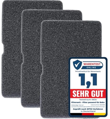 Filter Trockner Wärmepumpentrockner | Schwammfilter Filtermatte Kondenstrockner | für Beko Grundig Blomberg ElektraBregenz | 240 x 150 x 10mm | Flusensieb Fusselfilter 2964840100 (3er-Set)