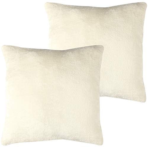 Bestlivings Flauschige Kissenhülle Celina (60 x 60 cm / 2er Pack) - Kuscheliger Bezug mit Reißverschluss Champagner ideal für Dekokissen und Sofakissen