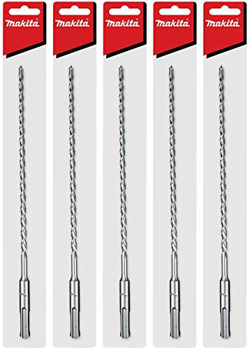 Makita Lot de 5 forets SDS-Plus 1/4 pour marteaux rotatifs SDS+ – 21,6 cm de profondeur dans le béton et la maçonnerie