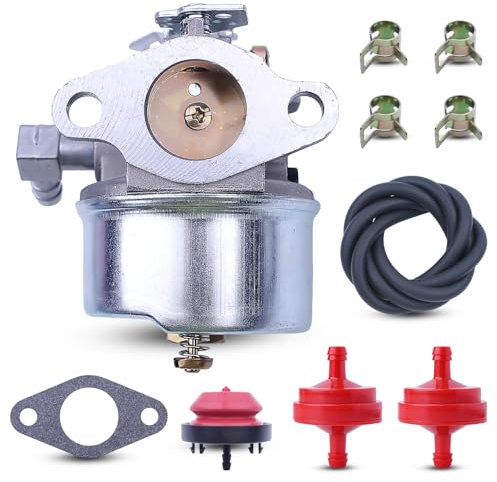 Adefol Schneefräse Vergaser für Tecumseh 640298 Kit mit Kraftstofffilterleitung für Oregon 50-666 OHSK70 OH195SA Motoren 5,5 PS 7 PS Modelle Viele 2-stufige Schneefräsen 4-Takt-Motoren