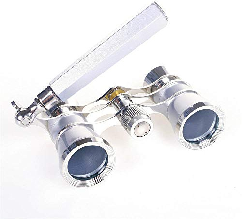 ANGEEK 3X25 Opera Theater Horse Racing Glasses Binocular Telescope with Handle/Accessory Kit Women Telescope (Silver)