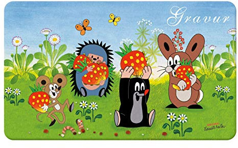 Maulwurf Kinderbrettchen mit eigener Gravur/Namen Frühstücksbrettchen (Unser Sandmännchen)