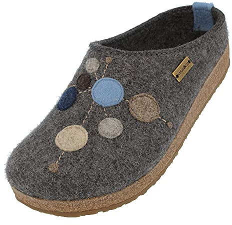 HAFLINGER Grizzly Faible Filzpantoffeln mit Gummisohle Anthrazit, Gr. 40