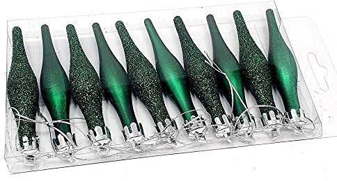 10x Green Christmas Droplets Baubles / Tree Decorations Droplet