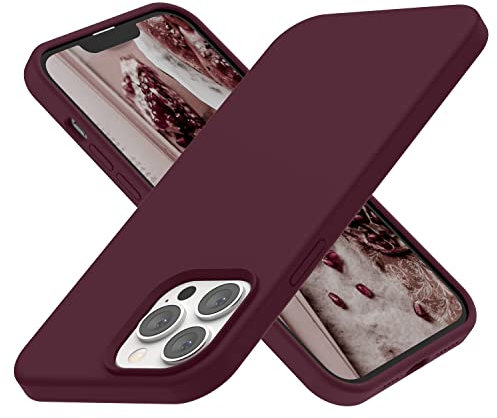 abitku Coque pour iPhone 13 Pro Max 2021, Silicone Liquide Gel Caoutchouc 3 Couches Couverture Complète [avec Protection d'écran et de Caméra] Antichoc Drop Case Cover 6,7 Pouces (Prune)