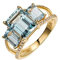 KnSam Frau Ring, Ring Verlobung Gold Quadratischer Aquamarin-Ring 18 K Gelbgold Ehe Ringe Frau Mädchen Mit Aquamarin Gold