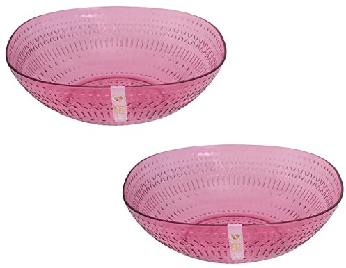 YöL Pack of 2 Salad Bowls Pink Aztec Reusable BBQ Summer Party Tableware Camping Caravan Large
