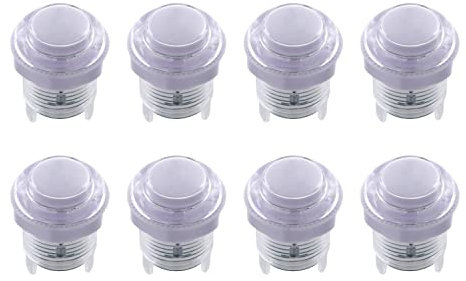 SJ@JX 8x Arcade 28mm Push LED Button Keyboard MX Microswitch Screw in Type Light Button for Arcade Game MAME Jamma Joystick Raspberry Pi Machine E white