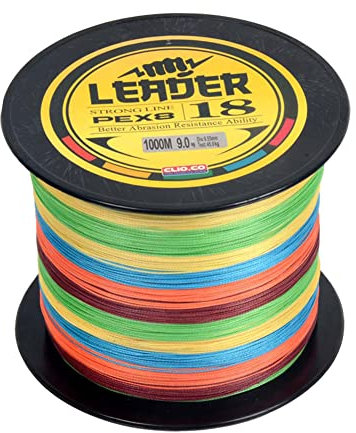 L SERVER Angelschnur Geflochten 1000m 8-Fach Geflochtene Angelschnur PE Bissfeste Angelschnur Ködern Angelschnur, Bunt, 1.0 (0.16mm/10.2kg)