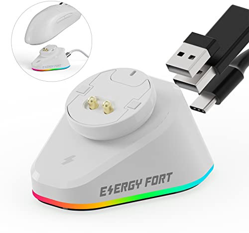 MOSHOU Kabellose Maus Ladestation Kompatibel mit G Pro X Superlight 2/G903 G703 Hero/G502 Lightspeed,Mouse Charging Dock for Razer DeathAdder V2 Pro/Naga Pro/Viper Basilisk Ultimate(Weiß)