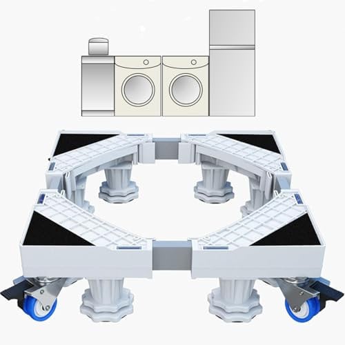 KOLENSA - Supporto universale per lavatrice e frigorifero, regolabile e mobile, supporto telescopico per dispositivi pesanti come rondelle, refrige e asciugatrici