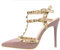 Damen-Sandalen mit Nieten, Nieten, High Heels, Stiletto-T-Riemen, Spitze, geschlossene Zehenpartie, Slingback-Brautpumps, Partykleid, Bequeme Hochzeitsschuhe, 10 cm,Lila,37
