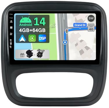YUNTX [4GB+64GB] Android 14 Autoradio für Renault Trafic/Opel Vivaro -2 Din-[Integriertes Wireless CarPlay/Android Auto/DSP/GPS]-Kamera+MIC-DAB/IPS/Lenkradsteuerung/360 Kamera/MirrorLink/WiFi/USB/4G