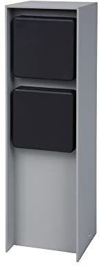 BOLD Abano Garten-Steckdose 2-Fach - Aussen-Steckdosen-Säule Hellgrau IP44 | Wetterfeste Energie-Säule aus Alu-Druckguss, 26cm hohe Stromsäule eckig, 3680W Belastbarkeit, inklusive Montagematerial
