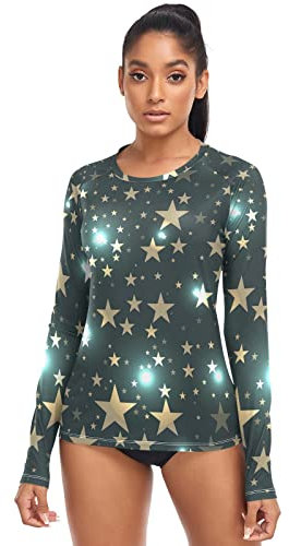Rashguard für Damen, UPF Schwimmshirts Magic Star Outer Teens Langarm Badeanzüge Surfen Angeln, Magic Star außen, Medium