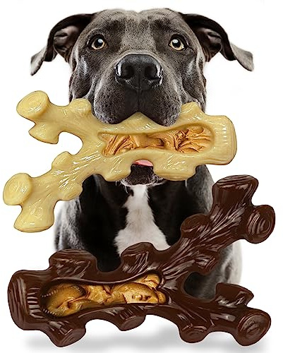 SIHRMIU 2 Pack Dog Chew Toys for Aggressive Chewers,Boredom and Stimulating Best Dog Toys for Medium/Large Breed,Tough Almost Indestructible Dog Bones for Teeth Cleaning and Training