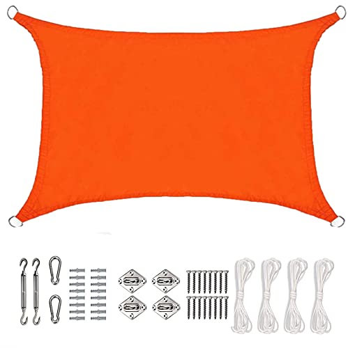 Rechteckiger Sonnenschirm 2 x 7 m, wasserdichter Sonnenschirm aus reißfestem Polyester für Garten, Terrasse, Camping, rauchig, orange