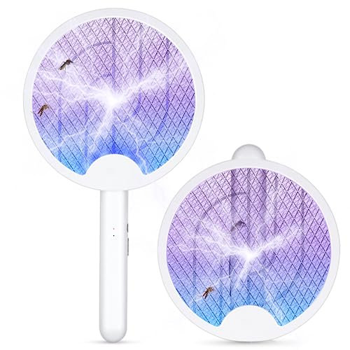 NAJILI Raqueta Matamoscas Electrica, 2 en 1 USB Recargable Mata Mosquitos Electrico, 3000 V Plegable atamoscas electrico Antimosquitos Antimoscas Electrico para Uso en Interiores y al Aire Libre