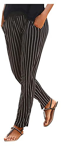 Damen Sommerhose Leicht Lang Stoffhose Freizeithose Schlupfhose Lockere Luftig Sommerhosen Relaxhose Boho Elegant Lässige Hose Mit Taschen Sommer Hose Haremshose Yogahose