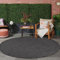 Jimri In- & Outdoor Teppich - Wetterfester Teppich für Balkon, Terrasse, Garten, Wohnzimmer, Küche - Strapazierfähiger Bodenteppich, Widersteht UV-Strahlen & Wasser - Größe 80 Rund, Anthrazit