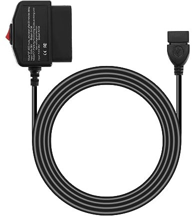 YINETTECH Car OBD Power Cable for Dash Camera 24 Hours Surveillance/ACC Mode with Switch Button USB Port Power Adapter Charger Cable 3.5m/11.5ft Cable Length