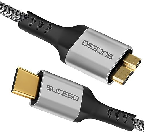 SUCESO USB C auf Micro B Kabel Typ C 3.0 zu Micro USB 3.0 Festplattenkabel USB C Stecker auf Micro-B Stecker Kompatibel mit der externen Festplatte Toshiba/Seagate/WD, MacBook, Galaxy S5 Note 3-0.5M