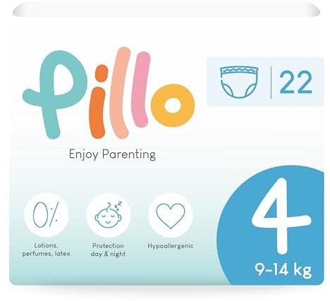Pillo Windeln Pants 4 - Packung mit 22 Windeln Pants Größe 4 - Maxi (9-14 kg) - Windel Pants, Baby Diapers